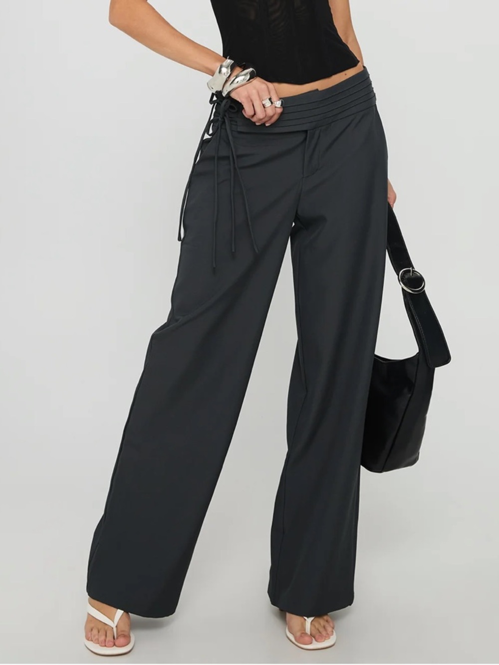 Princess Polly Wide Leg Lace-Up Waist Trousers